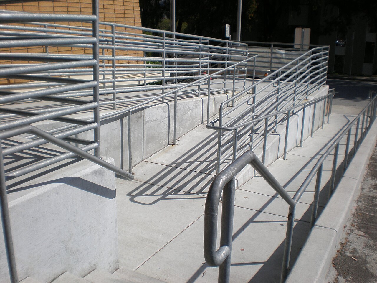 Accessible ramp and handrails at a public library